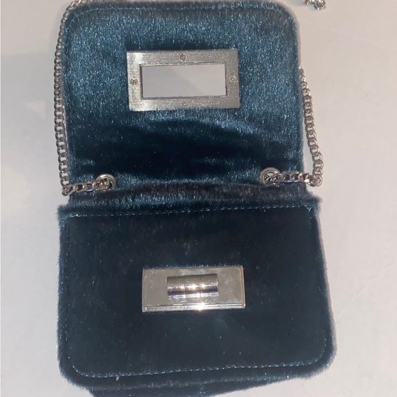 Free People green fuzzy furry chain Tote crossbody purse handbag shoulder bag - Picture 5 of 12